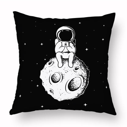 Taie d'oreiller courte en peluche représentant un astronaute de dessin animé