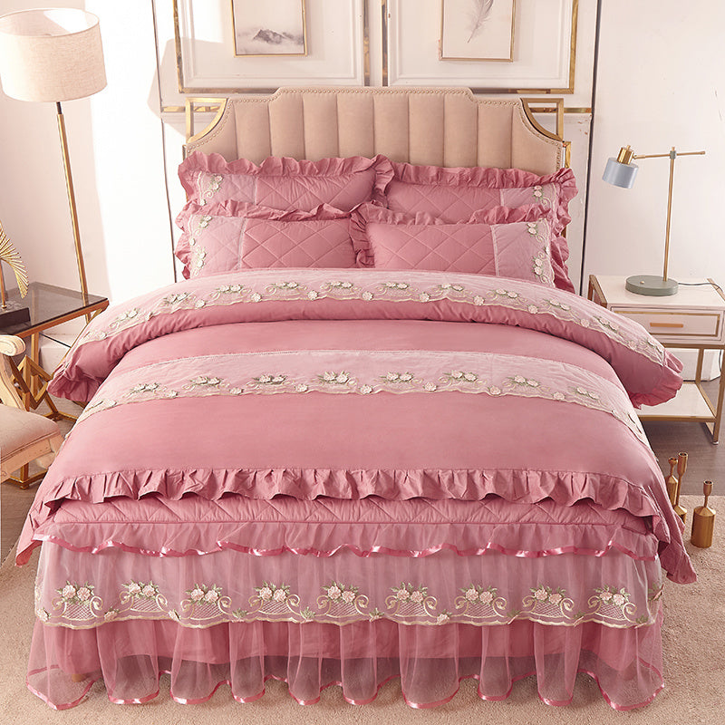 Pure Cotton Quilted Lace Bedspread Full