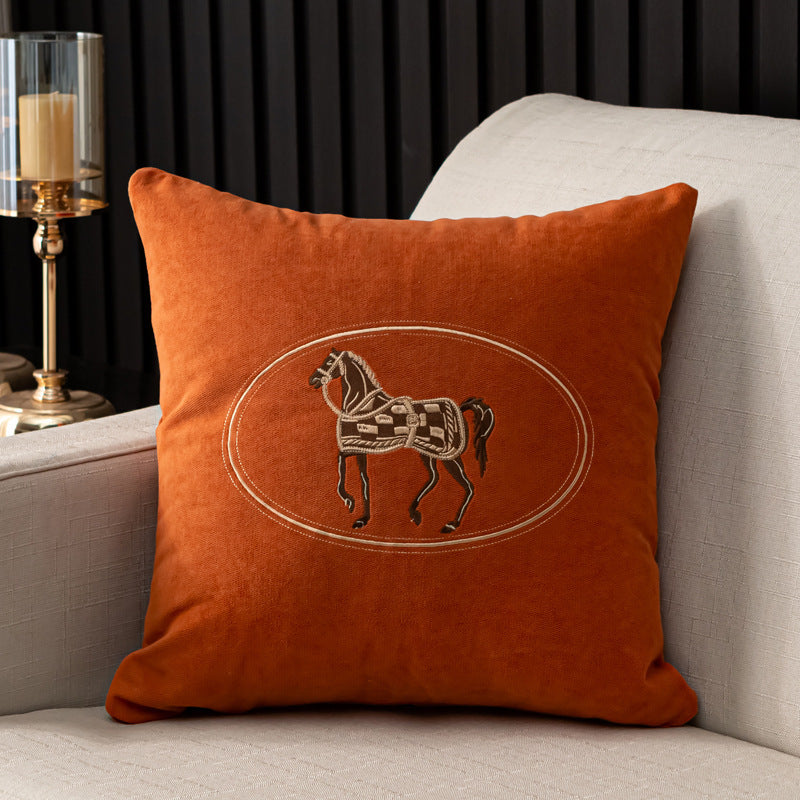 Hand-embroidered Cushion Cover Horse Pattern Pillowcase