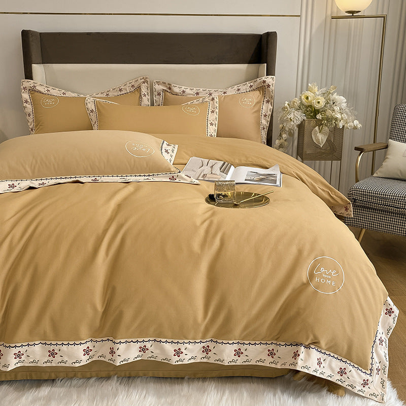 Cotton Bed Linen Embroidered Quilt Cover Bedding