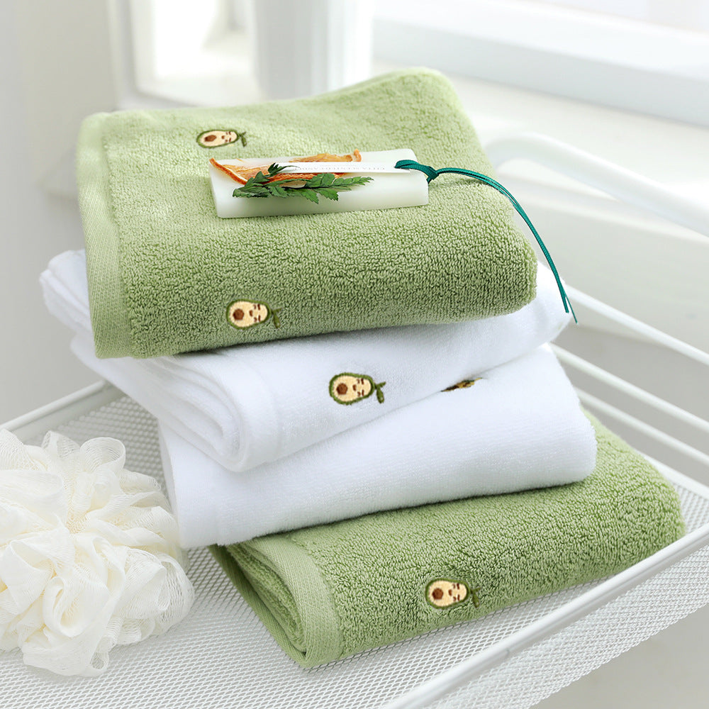 Full Embroidery Avocado Cotton Towel