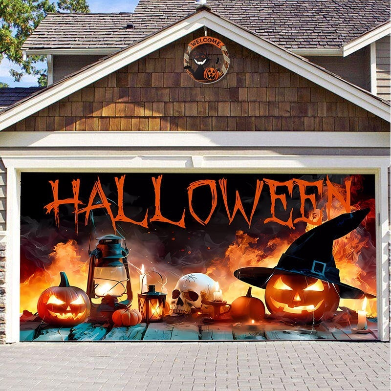 Halloween Garage Background Decoration Hanging Cloth