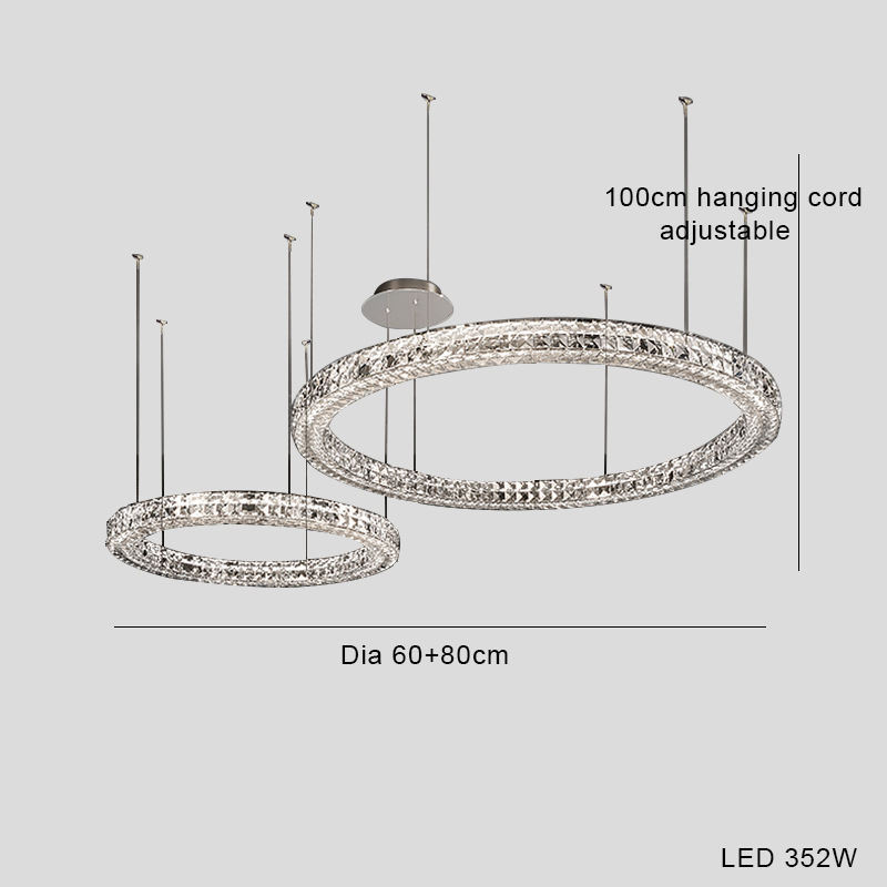 Lámpara de araña de cristal de estilo lujoso y moderno con luces LED simples