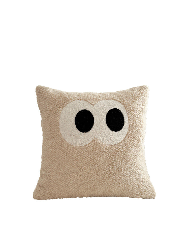 Coussin d'oreiller à gros yeux de dessin animé mignon, housse de coussin de tête de lit de chambre