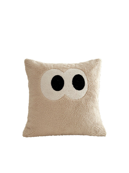 Coussin d'oreiller à gros yeux de dessin animé mignon, housse de coussin de tête de lit de chambre