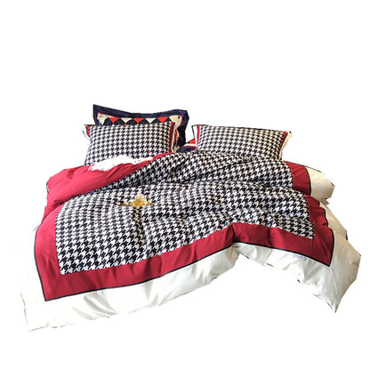 American Retro Cotton North Velvet Bedding Simple Houndstooth