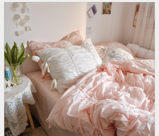 Jupe de lit en coton pur de couleur pure avec motif princesse coréenne tendance