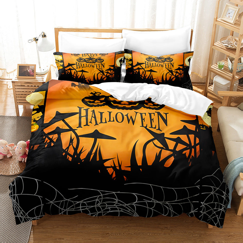 Juego de sábanas de tres piezas para ropa de cama navideña de la serie Halloween