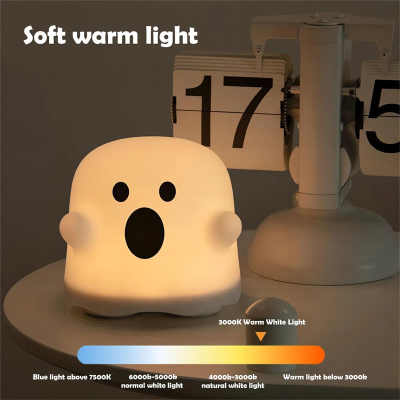 Lámpara de noche de silicona para decoración del hogar, lámpara LED con sensor táctil para mesita de noche, para dormitorio de niñas, decoración de sala de estar, regalo de cumpleaños para niños, decoraciones de Halloween