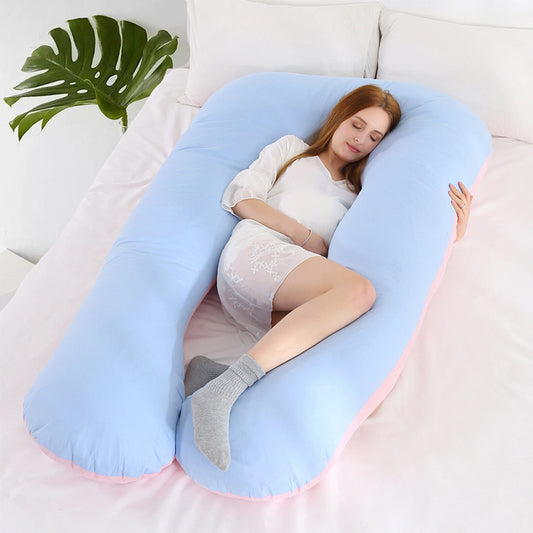 Almohada de apoyo abdominal en forma de U con colores a juego para mujeres embarazadas, almohada para dormir de lado y boca arriba