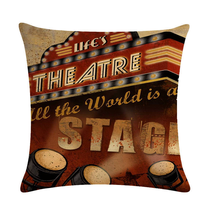 Home Retro Movie Subtitles Sofa Office Linen Pillowcase