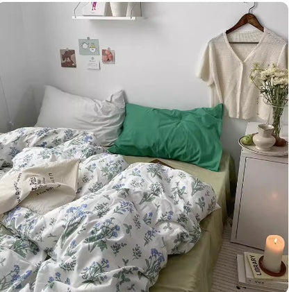 Korean Style Retro Small Floral Cotton Bedding Set Of Four Pieces