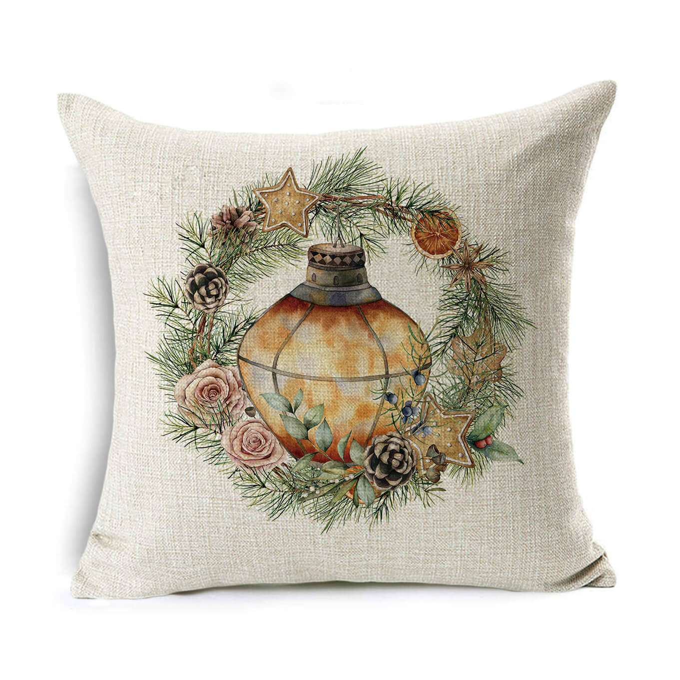 Christmas Gift Wreath Linen Hugging Pillowcase