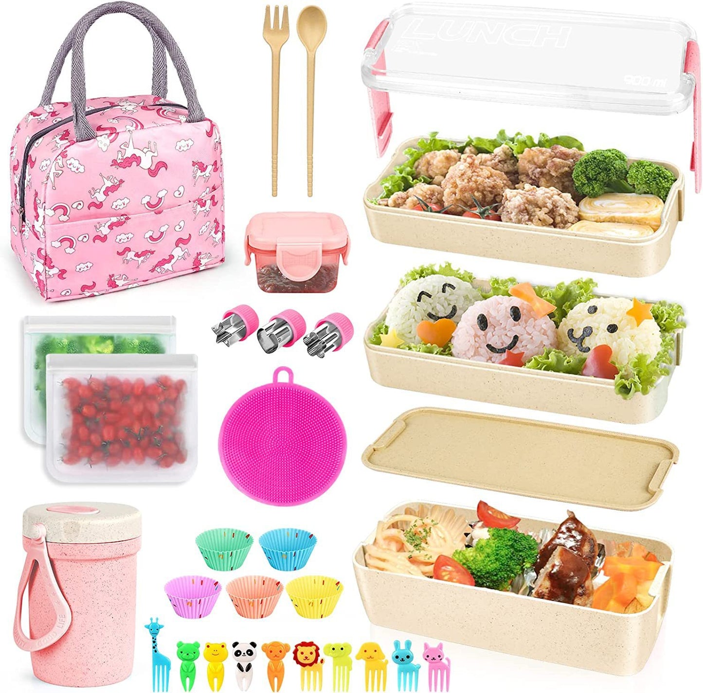 27-piece Lunch Box Lunch Box Suit Thermal Bag Breakfast Cup Snack Bag Japanese Lunch Box Suit