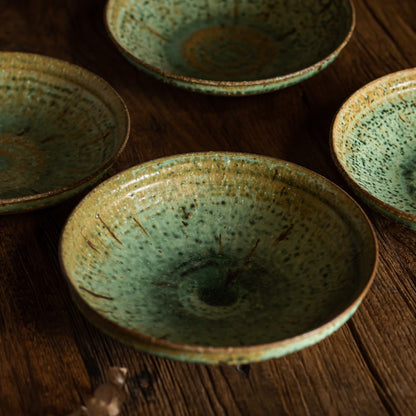 Bamboo Hat Plate Retro Manual Flambe Stoneware Dish