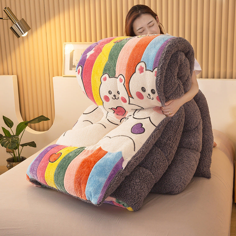 Winter Double-sided Fleece Thickened Warm Lamb Fleece Quilt