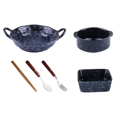 Cutlery Set Stoneware Breakfast Bowl Bibimbap Bowl Binaural Soup Bowl