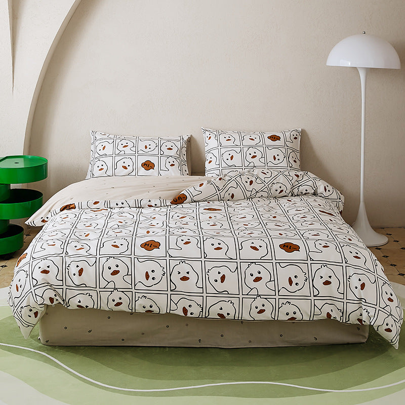 2024 New All-cotton Printed Four-piece Set Bed