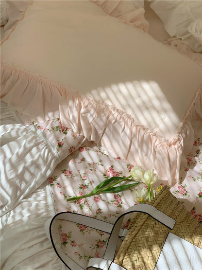 Ensemble de literie quatre pièces en pur coton Anna's Rose Garden Ins Retro French Romantic Floral 15 pièces