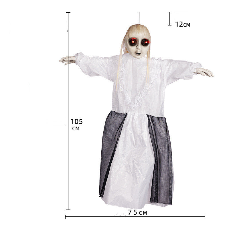 Halloween Hanging Female Ghost Pendant Ornament Electric Voice Control Props