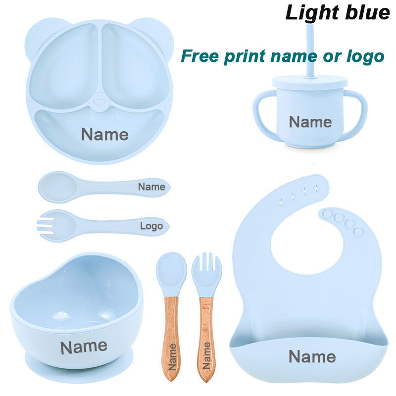 Baby Cutlery Baby Silicone Suction Cups Dining Plates Customized Name