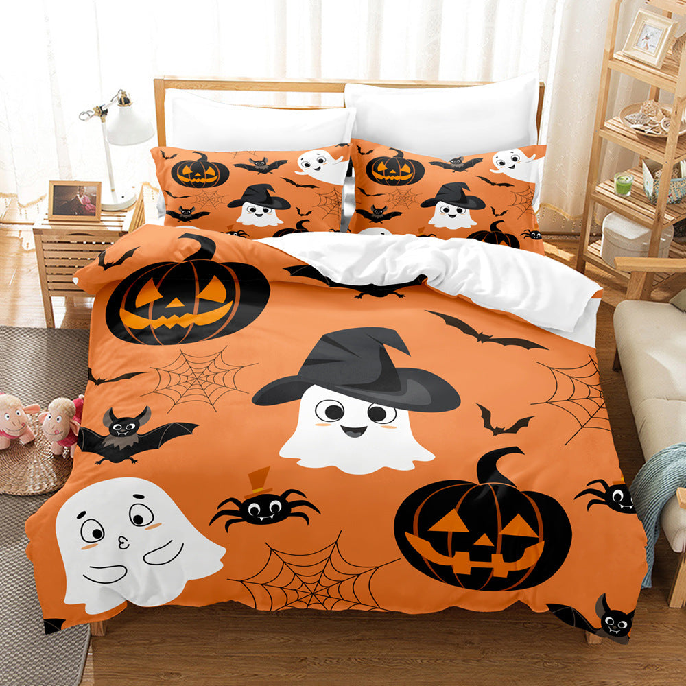 Juego de sábanas de tres piezas para ropa de cama navideña de la serie Halloween