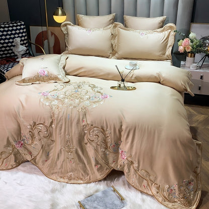 Four-piece Cotton Long-staple Cotton Bed Linen Embroidered Cotton