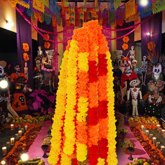 Decoración de Halloween con guirnalda de crisantemos de muertos vivientes