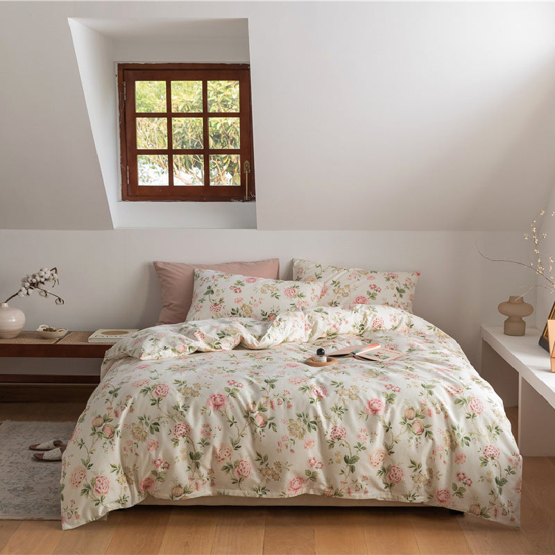 Four-piece Set Of Korean Retro Floral Cotton Bed