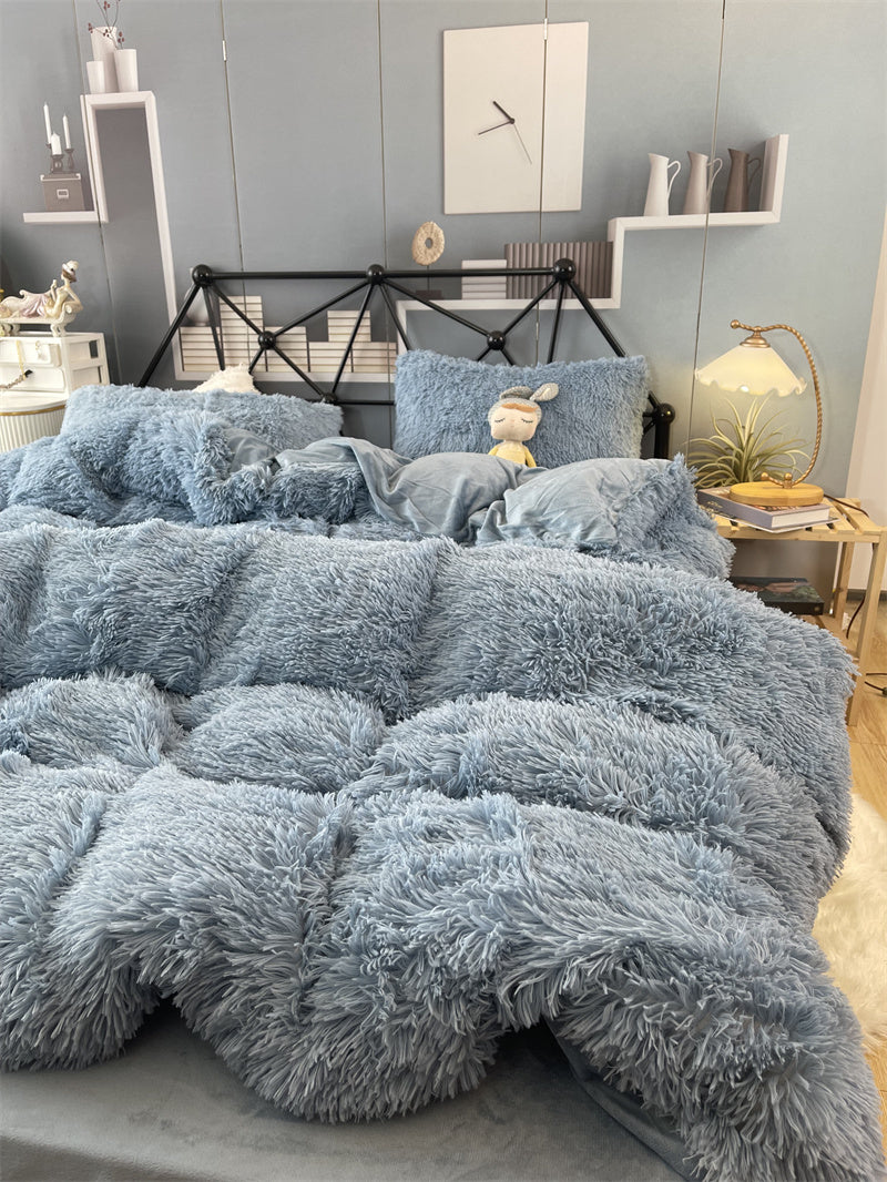 Winter Thickened Mink Velvet Bed Four Piece Set