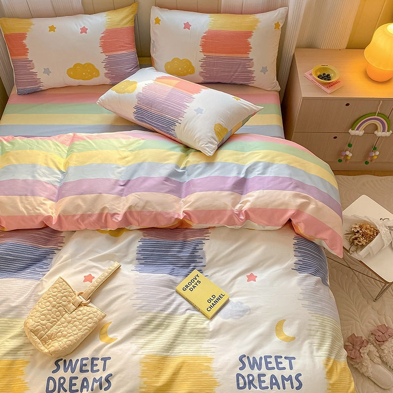 Printed Cartoon Girl  Quilt Cover Cotton Four-piece Bed Sheet