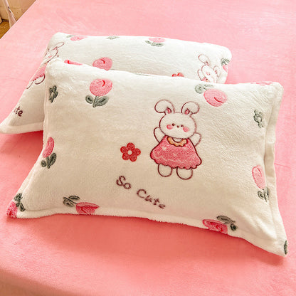 Fleece-lined Double-sided Fleece Winter Warm Coral Fleece Pillowcase