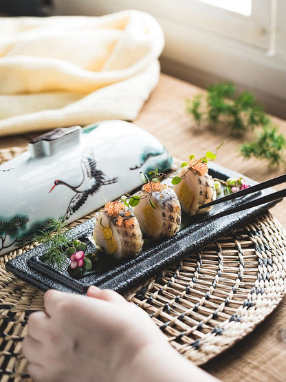 Ceramic Featured Sashimi With Lid Creative Snacks Display Plate