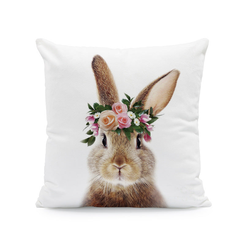 Funda de almohada con estampado de conejo de Pascua