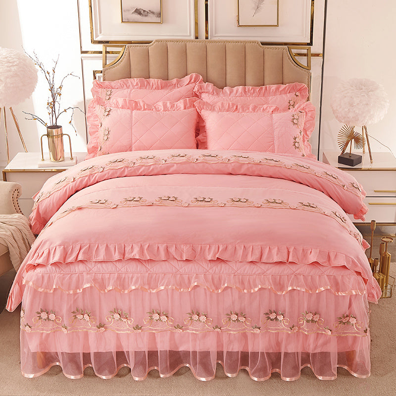 Pure Cotton Quilted Lace Bedspread Full