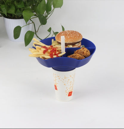 Plateau à repas monobloc portable avec compartiment extérieur