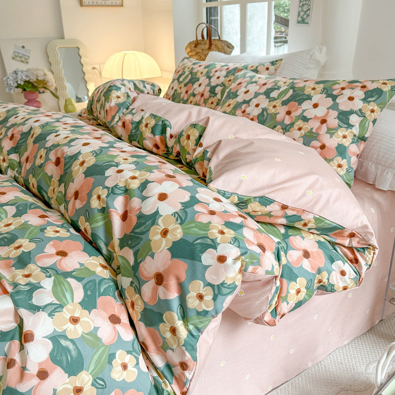 Cotton Four-piece Set Simple Small Floral Bedding