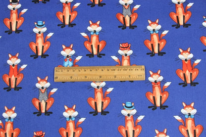 Plain Cotton Fabric Nordic Style Animal Fox Print Handmade DIY