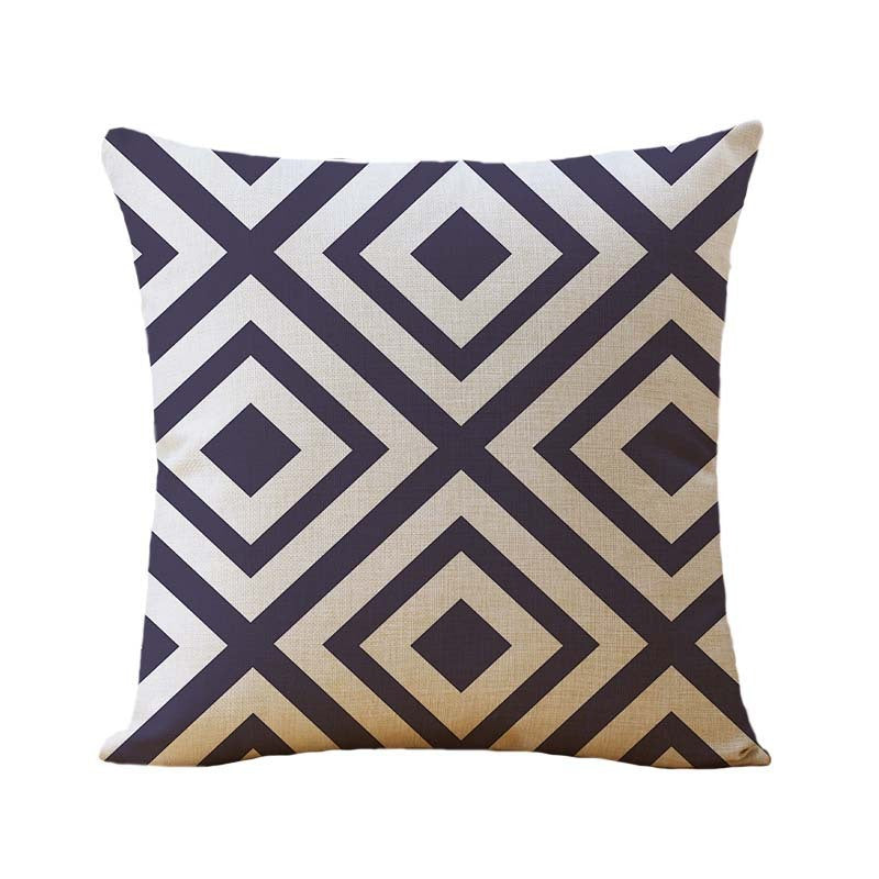 Linen Pillow Case Home Fabric Geometric Abstract