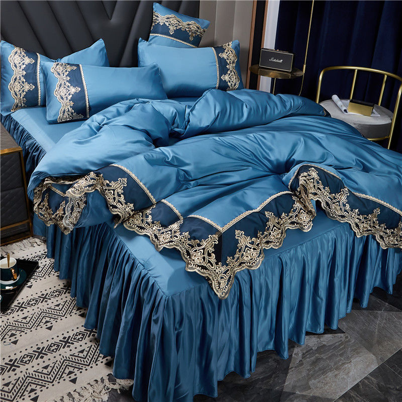 Four-piece Double-sided Ice Silk Bed Skirt For Household Use