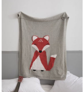 Three-dimensional Ear Children's Wool Knitted Fox Blanket