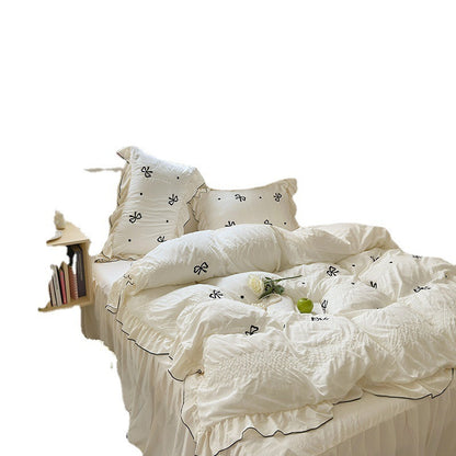 Ins Cream Style Soft Skin-friendly Bed Four-piece Set