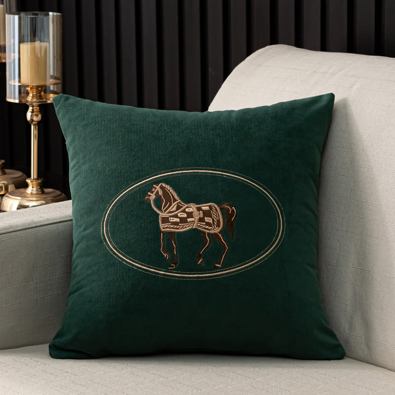 Hand-embroidered Cushion Cover Horse Pattern Pillowcase