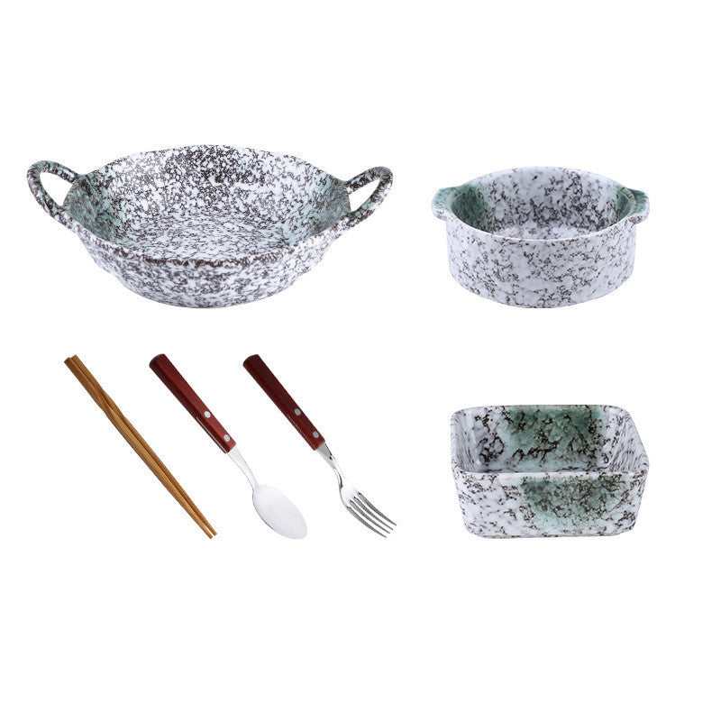 Cutlery Set Stoneware Breakfast Bowl Bibimbap Bowl Binaural Soup Bowl