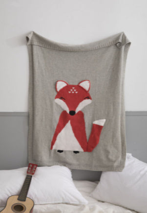 Three-dimensional Ear Children's Wool Knitted Fox Blanket