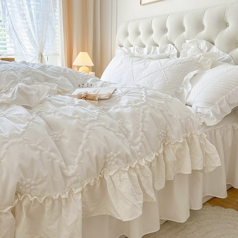 Washed Cotton Four-piece Set Girlish Heart Duvet Cover