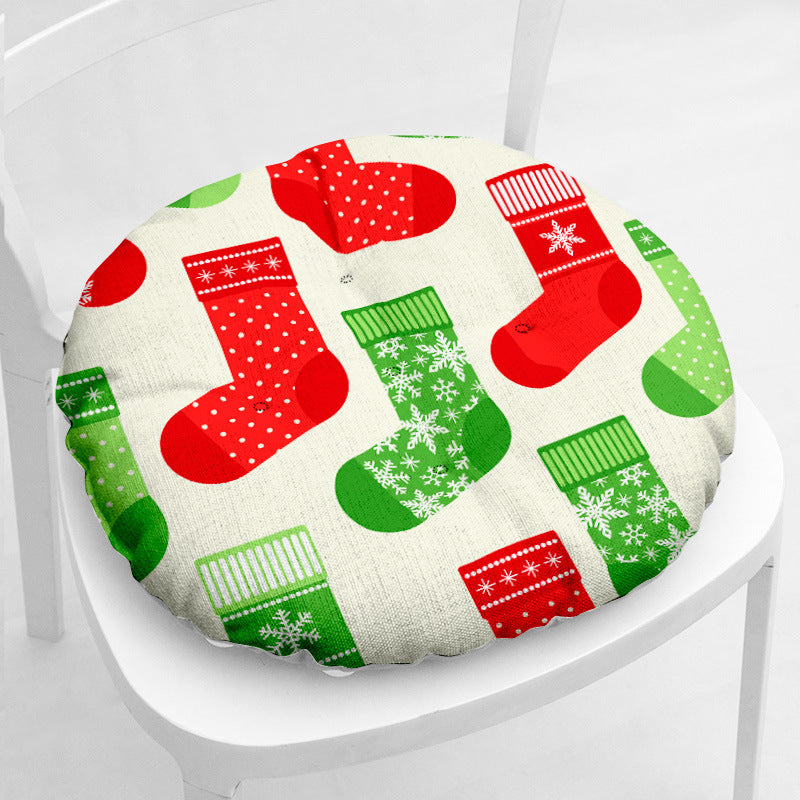 Cotton-filled Thickened Cotton And Linen Printing Chair Cushion