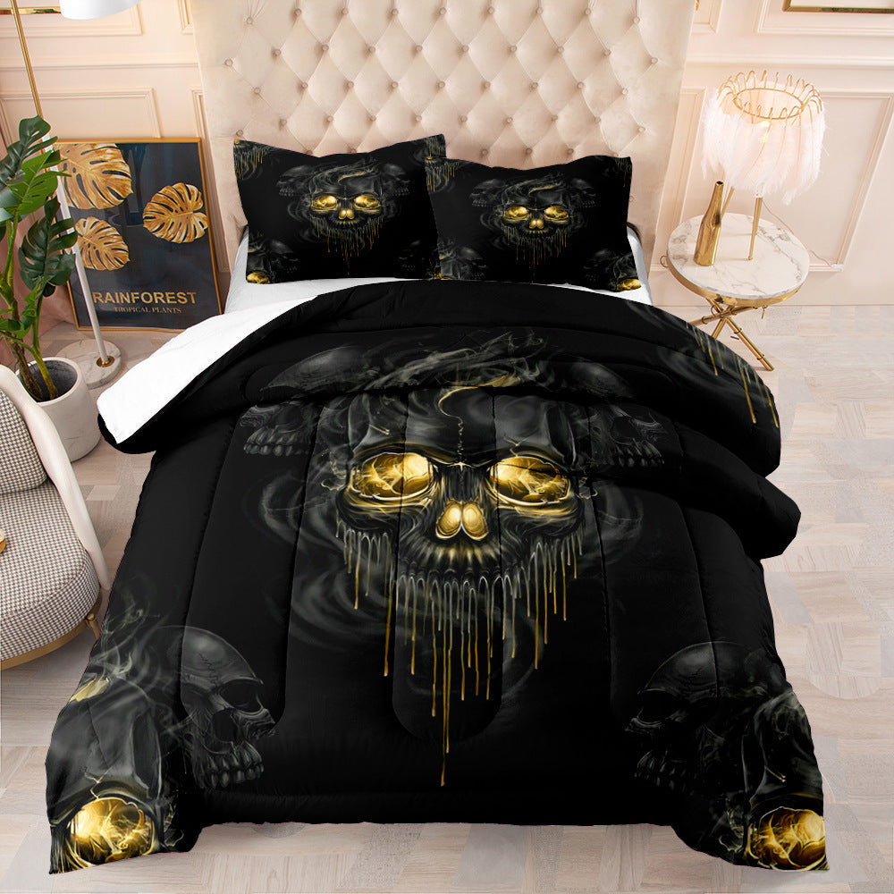 Halloween Horror Skull Quilt European And American Bedding Feather Cotton Digital Printing