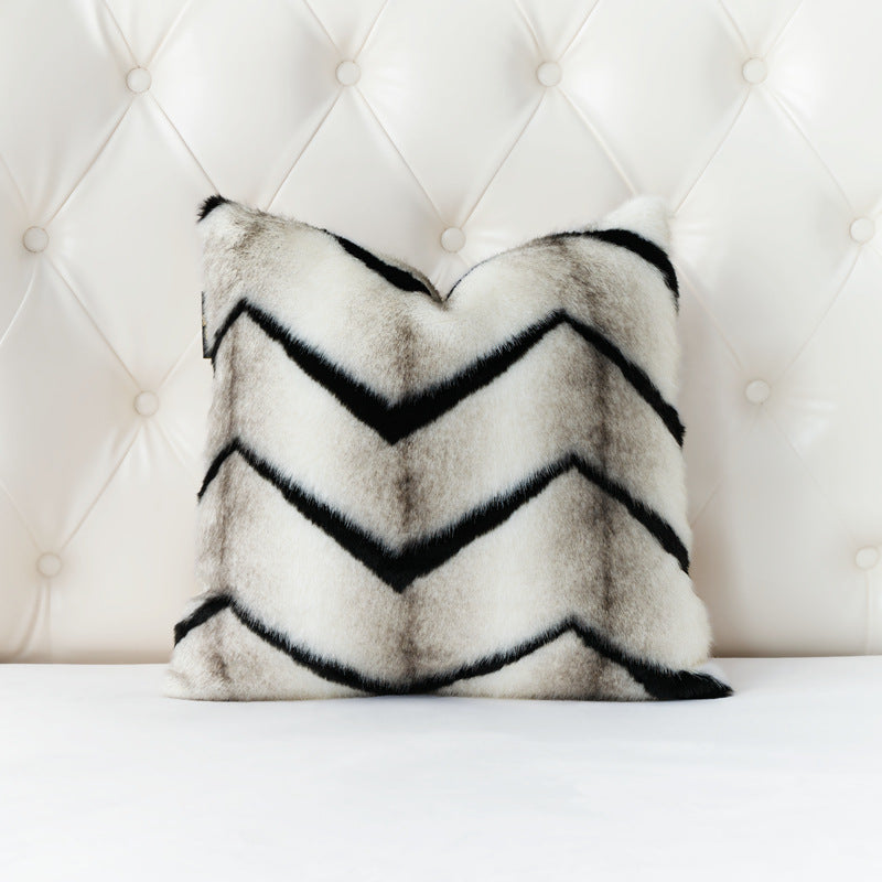 Zebra Tiger Pattern Imitation Fur Short Plush Sofa Cushion Pillow