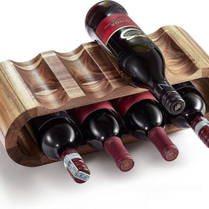 Wooden Double-layer Wine Ornaments Solid Wood Desktop Display Rack